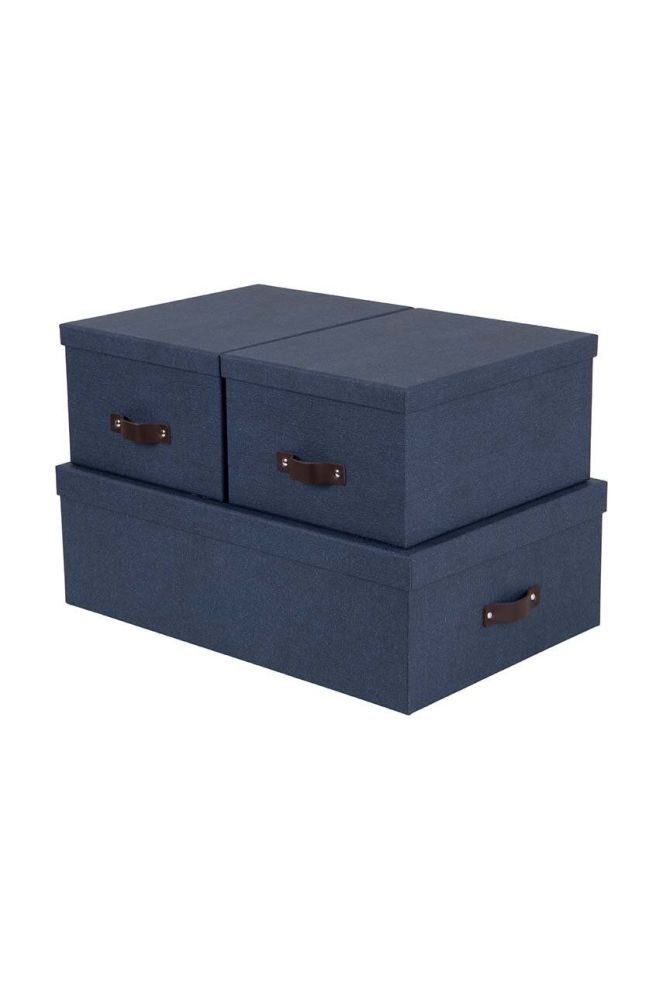 Коробка для зберігання Bigso Box of Sweden 3-pack колір темно-синій