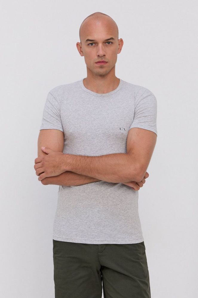 Футболка Armani Exchange 2-pack чоловічий колір чорний однотонний (1673460)