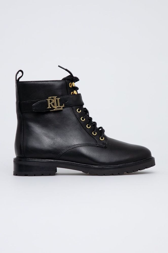Шкіряні черевики Lauren Ralph Lauren Elridge жіночі колір чорний на плоскому ходу 802838413001