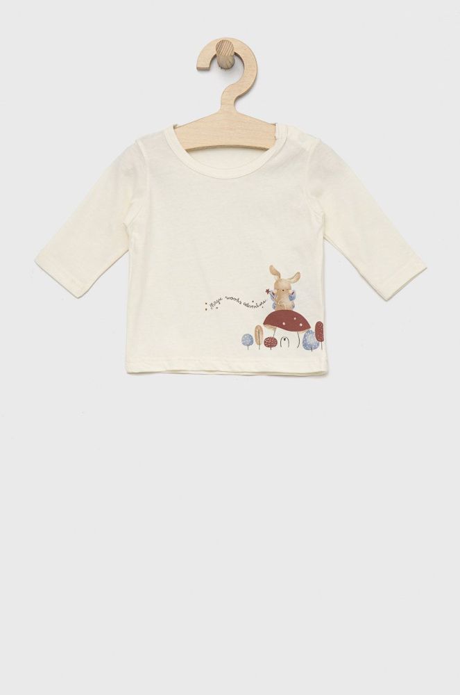 Дитячий бавовняний лонгслів United Colors of Benetton колір бежевий (2675976)