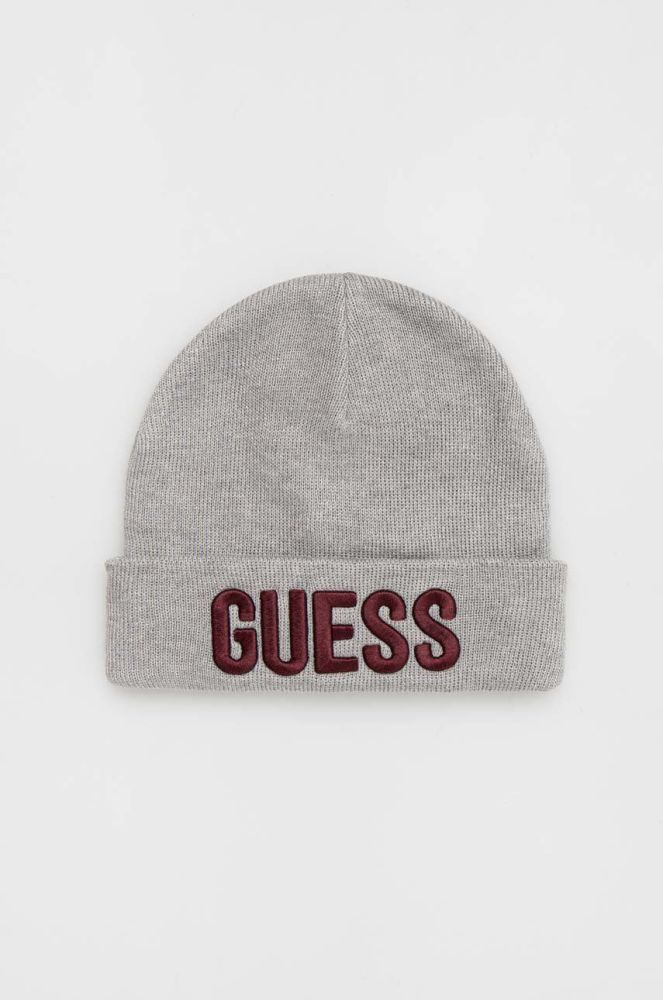 Дитяча шапка Guess колір сірий з тонкого трикотажу