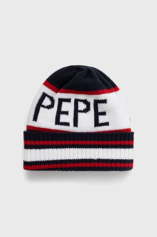 Дитяча шапка Pepe Jeans колір синій з товстого трикотажу