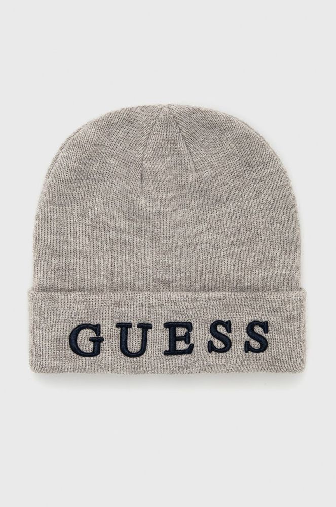 Дитяча шапка з домішкою вовни Guess колір сірий