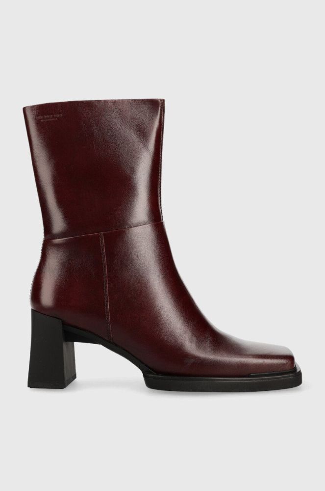 Шкіряні черевики Vagabond Shoemakers Edwina жіночі колір бордовий каблук блок