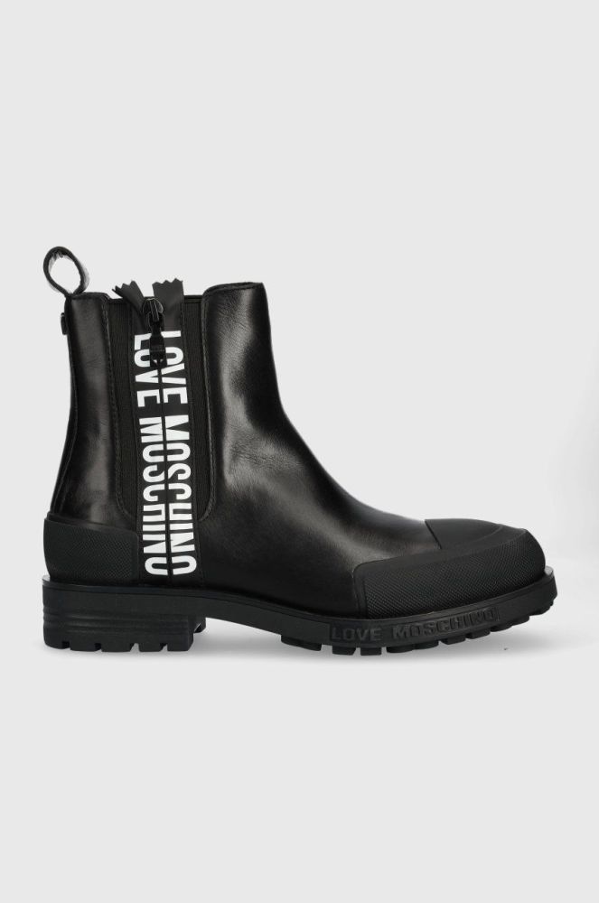 Шкіряні черевики Love Moschino жіночі колір чорний на плоскому ходу (2513116)