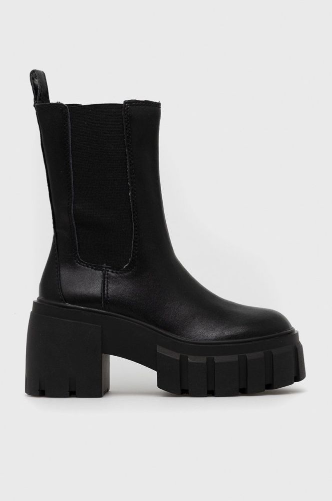 Шкіряні черевики Steve Madden Ballistic жіночі колір чорний каблук блок
