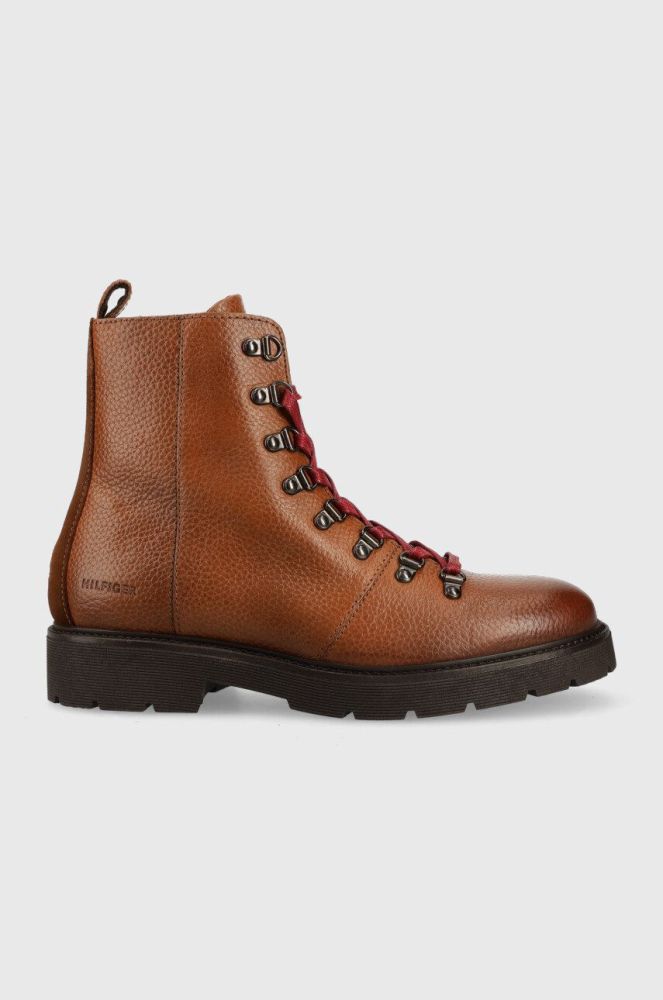 Шкіряні черевики Tommy Hilfiger чоловічі колір коричневий (2751390)