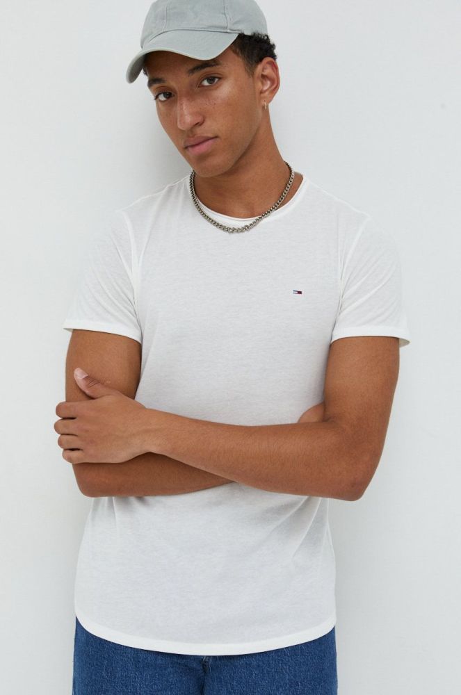 Футболка Tommy Jeans чоловічий колір бежевий меланж (2598093)