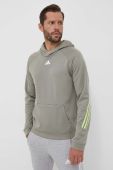Тренувальна кофта adidas Performance Train Icons колір зелений з капюшоном з принтом