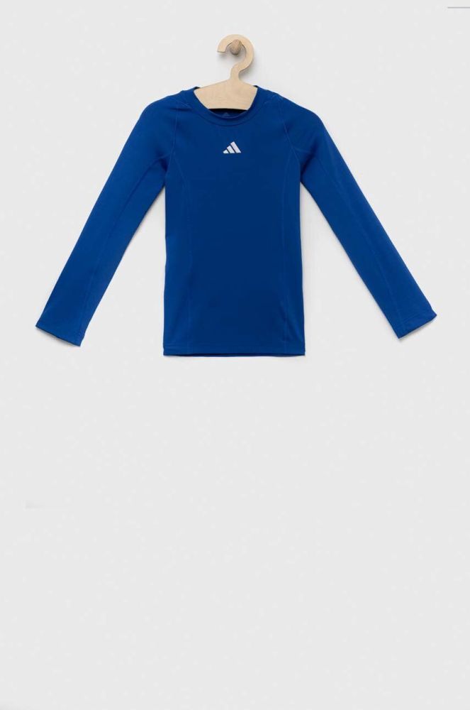 Дитячий лонгслів adidas Performance однотонний колір блакитний