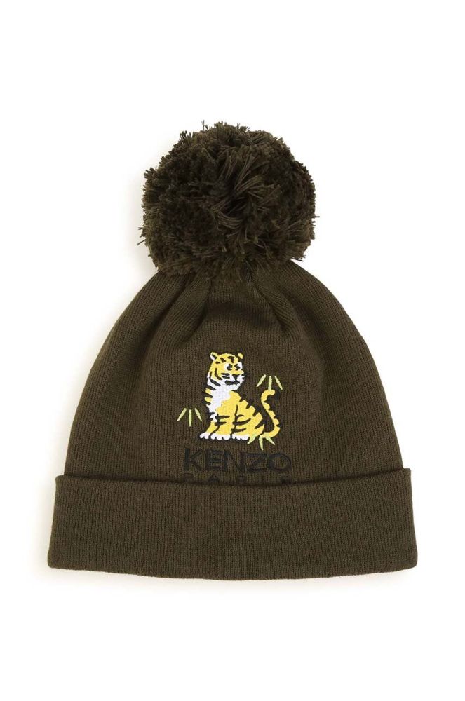 Дитяча шапка з домішкою кашеміру Kenzo Kids колір зелений (3458370)