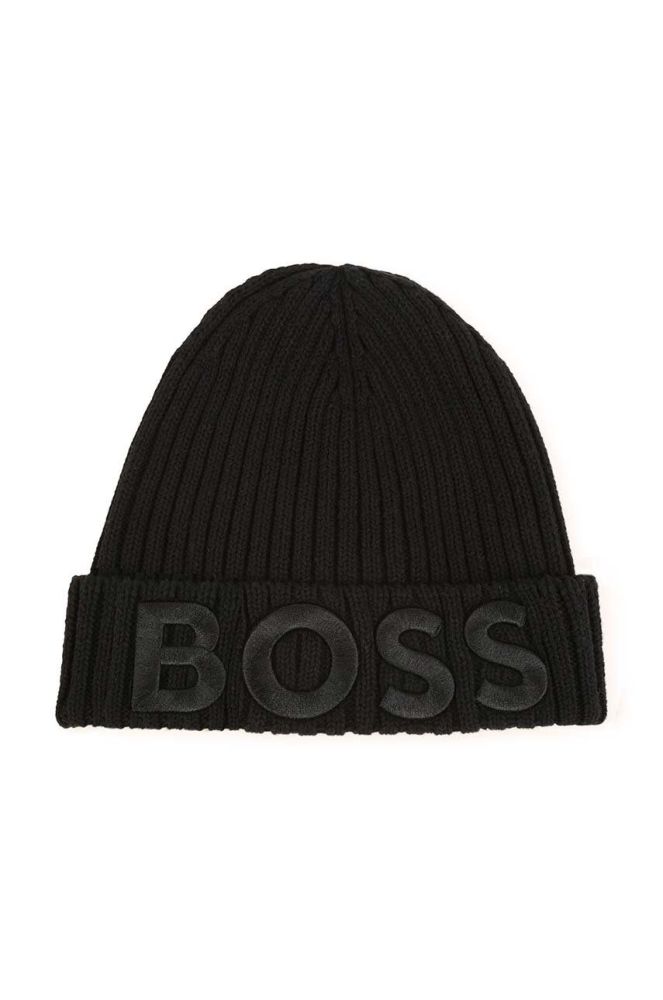 Дитяча бавовняна шапка BOSS колір чорний з бавовни (3445804)
