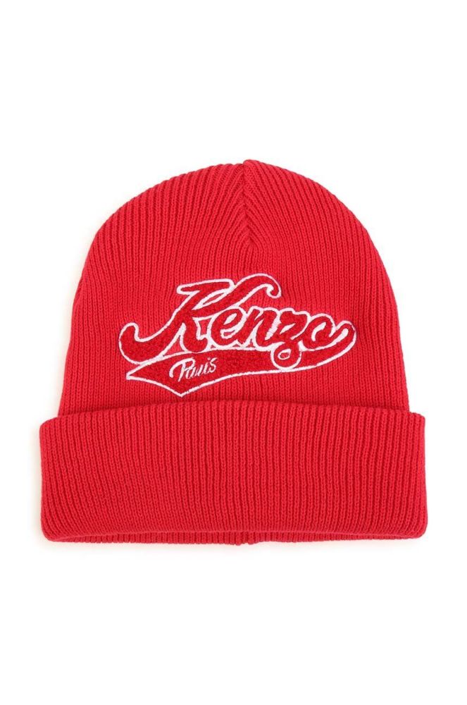 Дитяча шапка Kenzo Kids колір червоний з бавовни