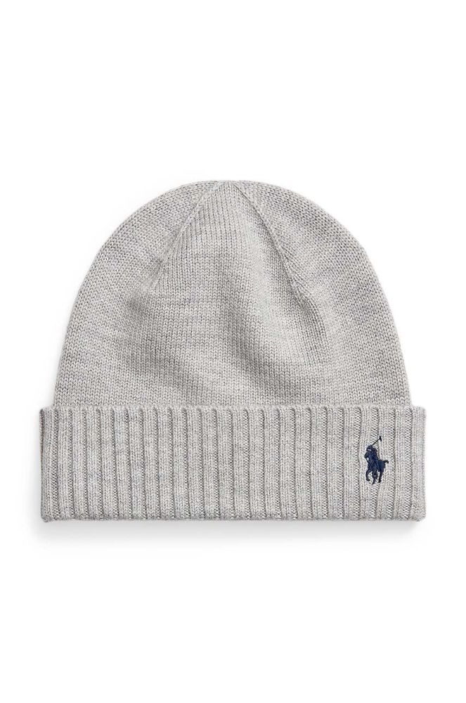 Дитяча вовняна шапка Polo Ralph Lauren колір сірий вовна