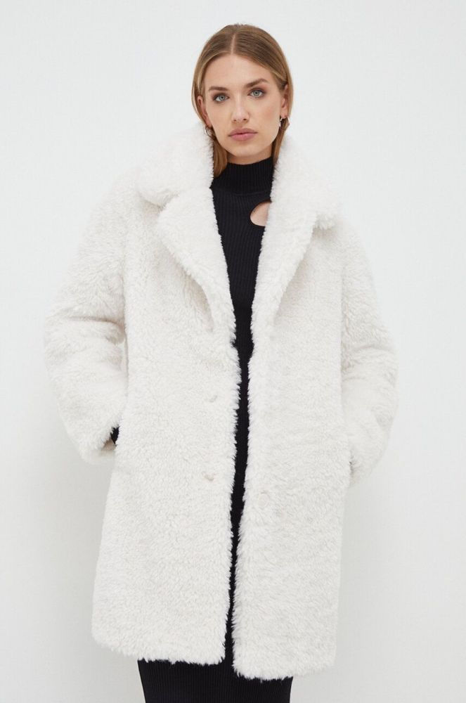 Пальто Guess жіночий колір бежевий перехідний oversize (3656815)