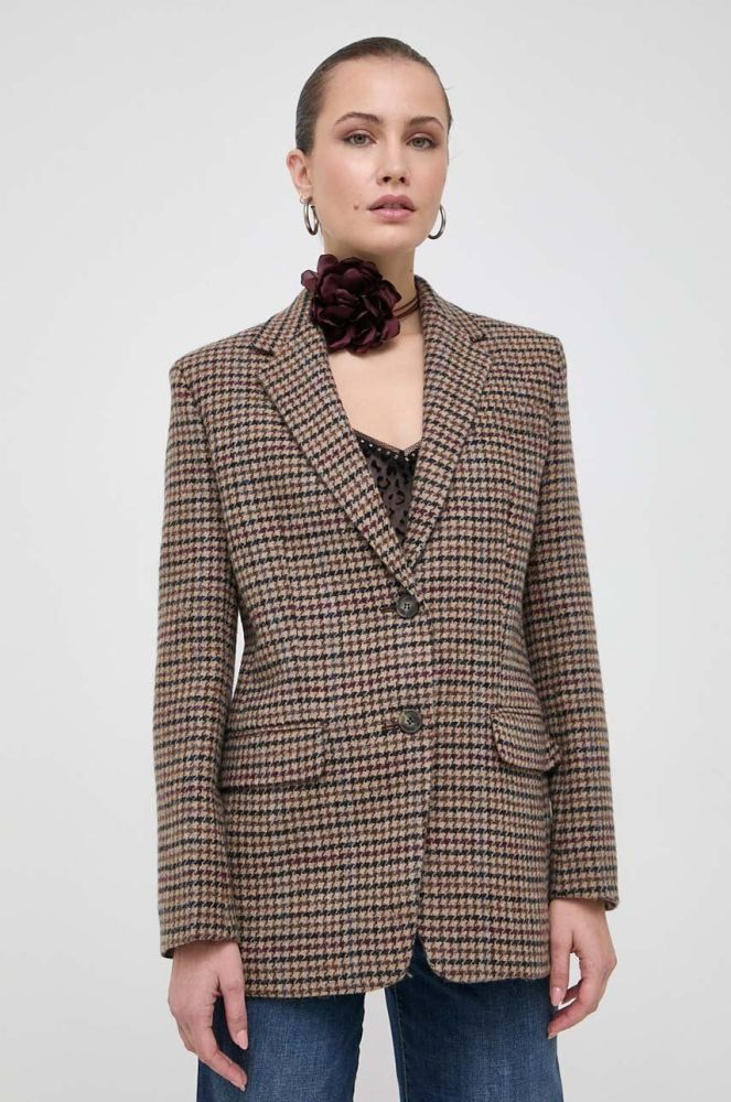 Вовняний піджак Weekend Max Mara колір коричневий однобортний візерунок