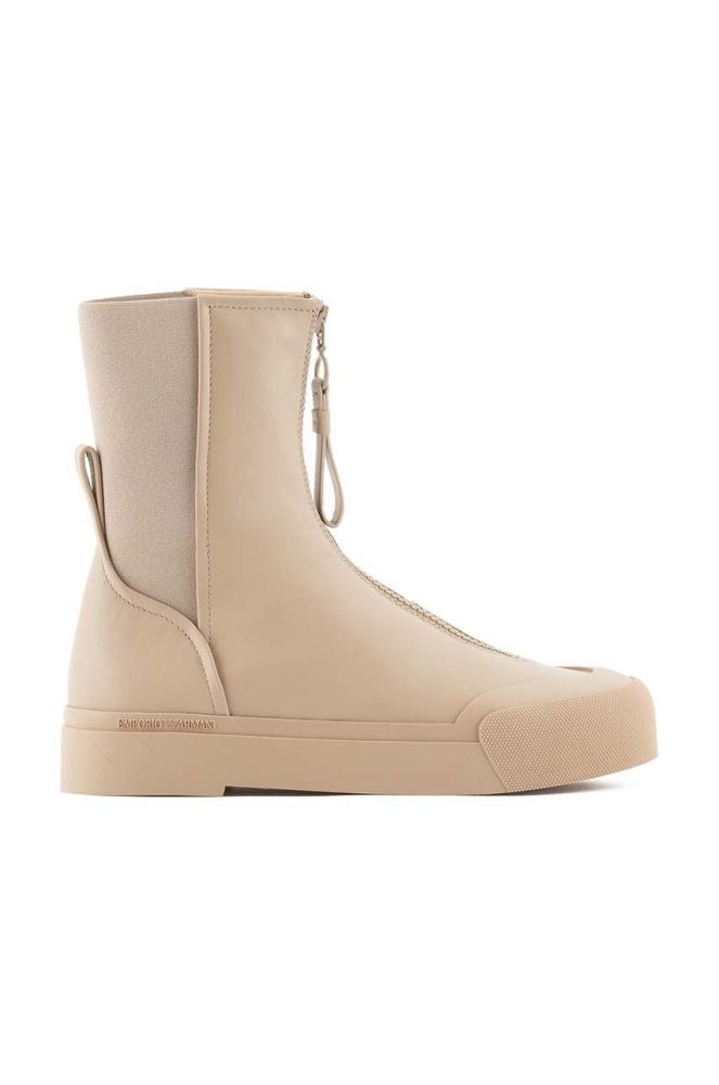 Черевики Emporio Armani жіночі колір бежевий на плоскому ходу X3N172 XN896 A645