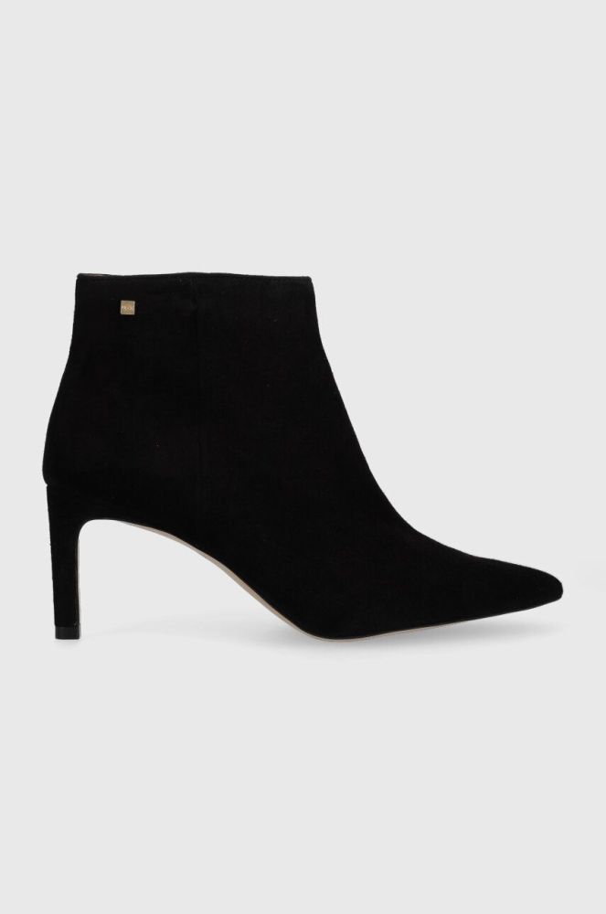 Замшеві черевики BOSS Janet Bootie 70-S жіночі колір чорний на шпильці 50498739
