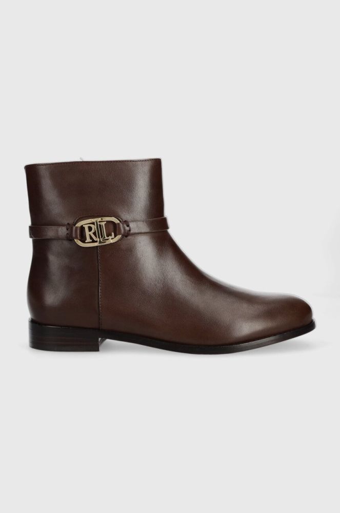Шкіряні черевики Lauren Ralph Lauren Briela жіночі колір коричневий на плоскому ходу 802912273003
