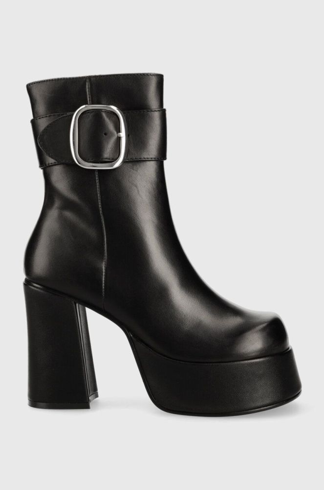 Шкіряні черевики Steve Madden Siren жіночі колір чорний каблук блок SM11002628
