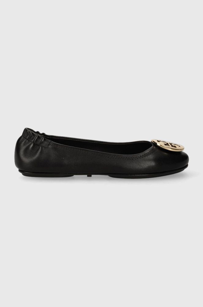 Шкіряні балетки Tory Burch MINNIE TRAVEL BALLET колір чорний  50393-013
