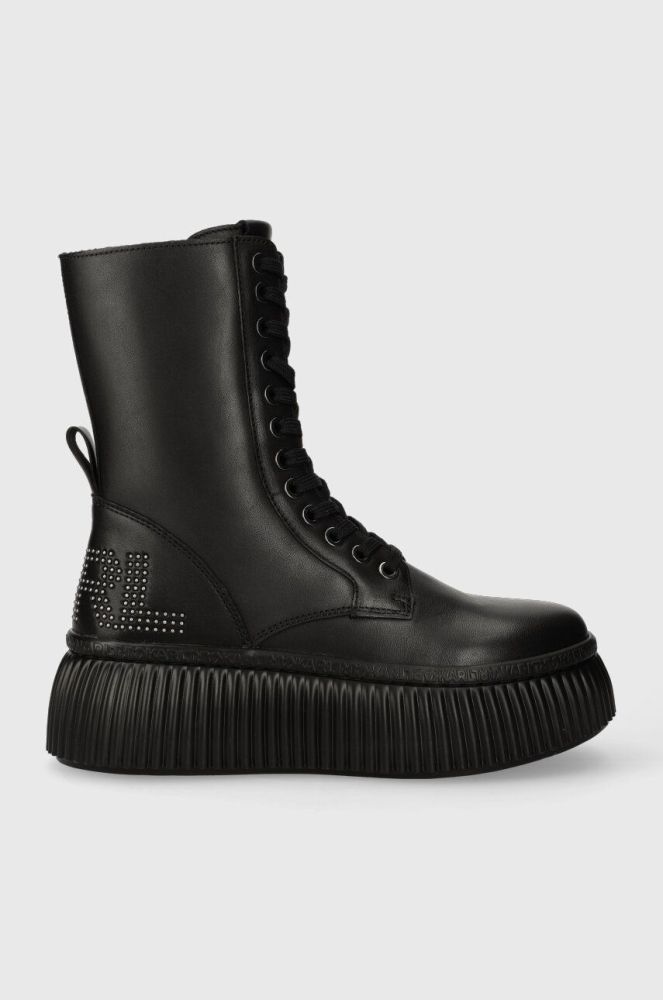 Шкіряні черевики Karl Lagerfeld KREEPER LO KC жіночі колір чорний на платформі KL42375