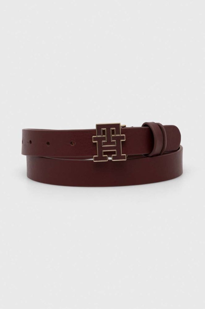 Шкіряний ремінь Tommy Hilfiger жіночий колір бордовий (3462931)