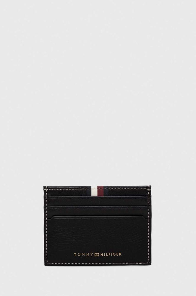 Шкіряний чохол на банківські карти Tommy Hilfiger колір чорний (3425398)