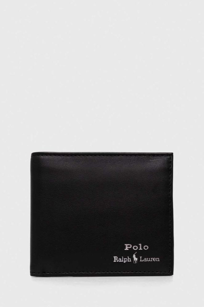 Шкіряний гаманець Polo Ralph Lauren чоловічий колір чорний (3454610)