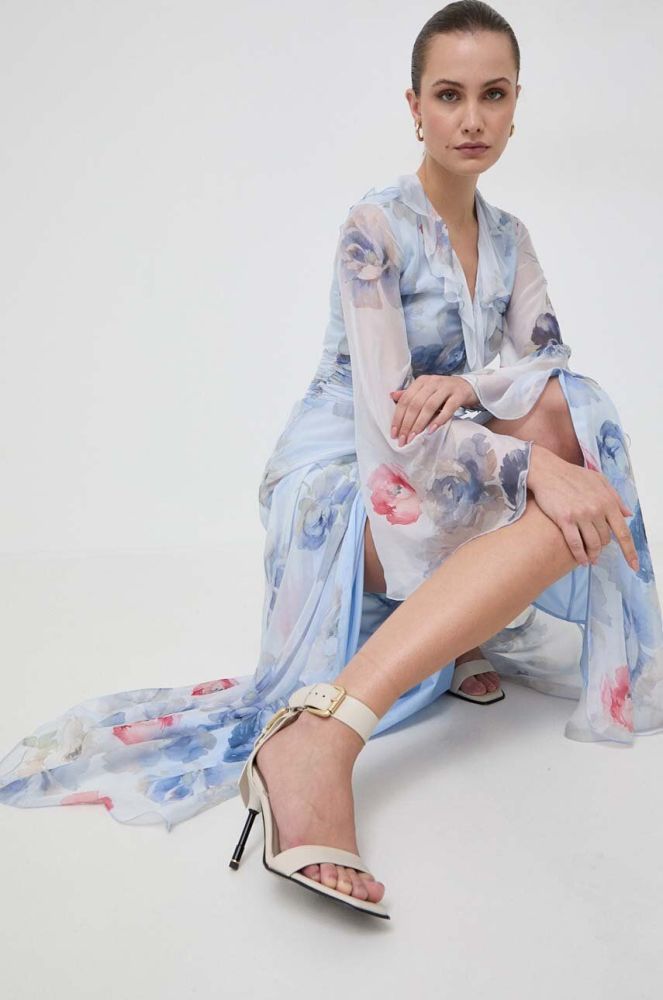 Шовкова сукня Blugirl Blumarine maxi розкльошена колір блакитний