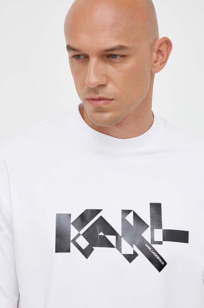 Футболка Karl Lagerfeld чоловічий колір білий з принтом (3367133)