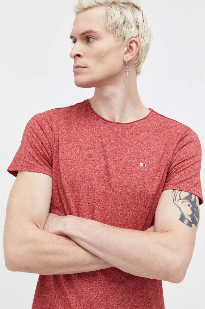 Футболка Tommy Jeans чоловічий колір бордовий меланж (3687014)