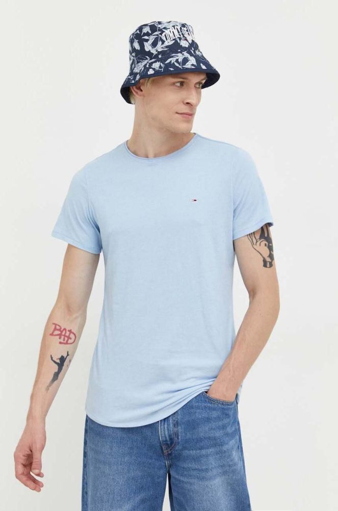 Футболка Tommy Jeans чоловічий меланж колір блакитний (3536823)