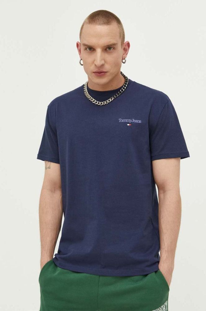 Бавовняна футболка Tommy Jeans колір синій однотонний (3284448)