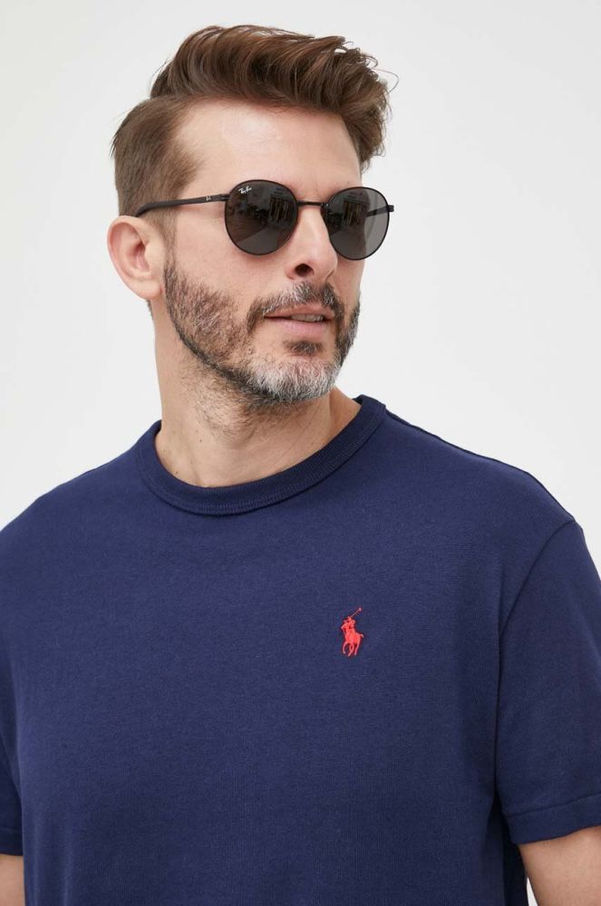 Бавовняна футболка Polo Ralph Lauren колір синій однотонний (3260193)