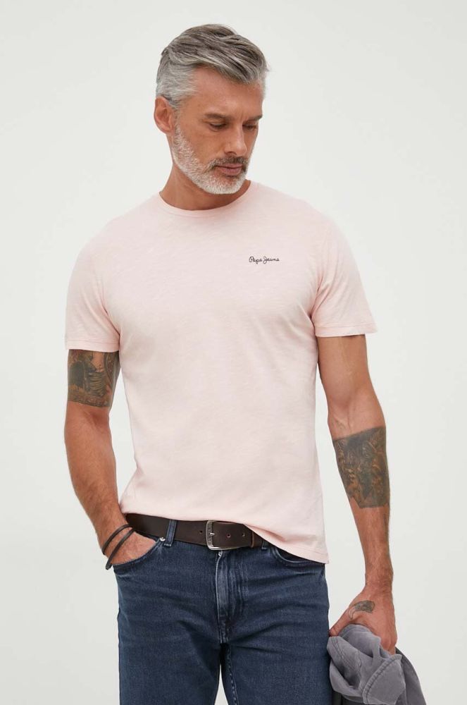 Бавовняна футболка Pepe Jeans Wiltshire колір рожевий з принтом (3402368)