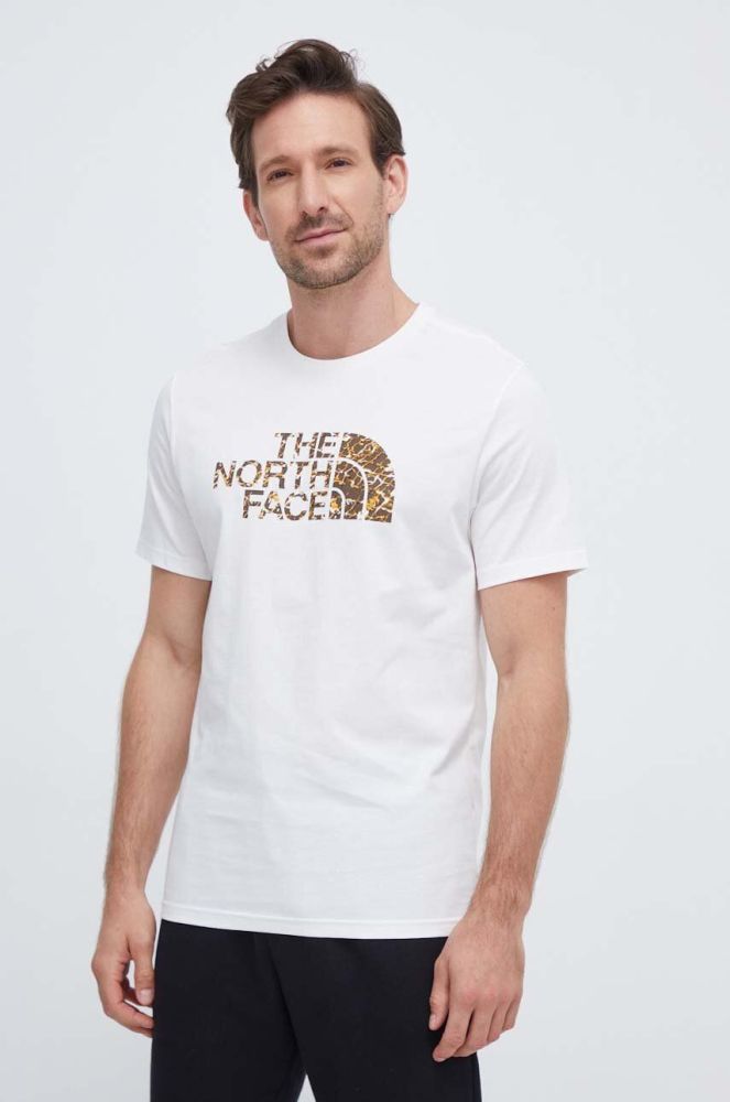 Бавовняна футболка The North Face колір бежевий з принтом (3583394)