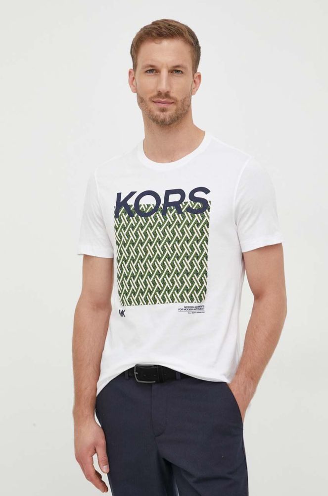 Бавовняна футболка Michael Kors колір білий з принтом (3564982)