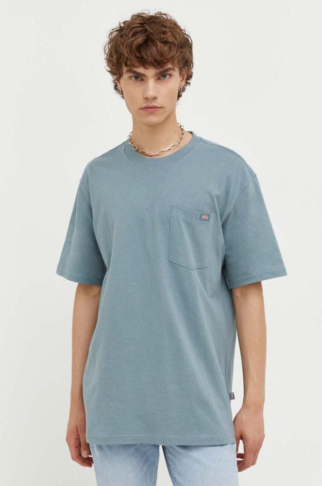 Бавовняна футболка Dickies однотонний колір блакитний
