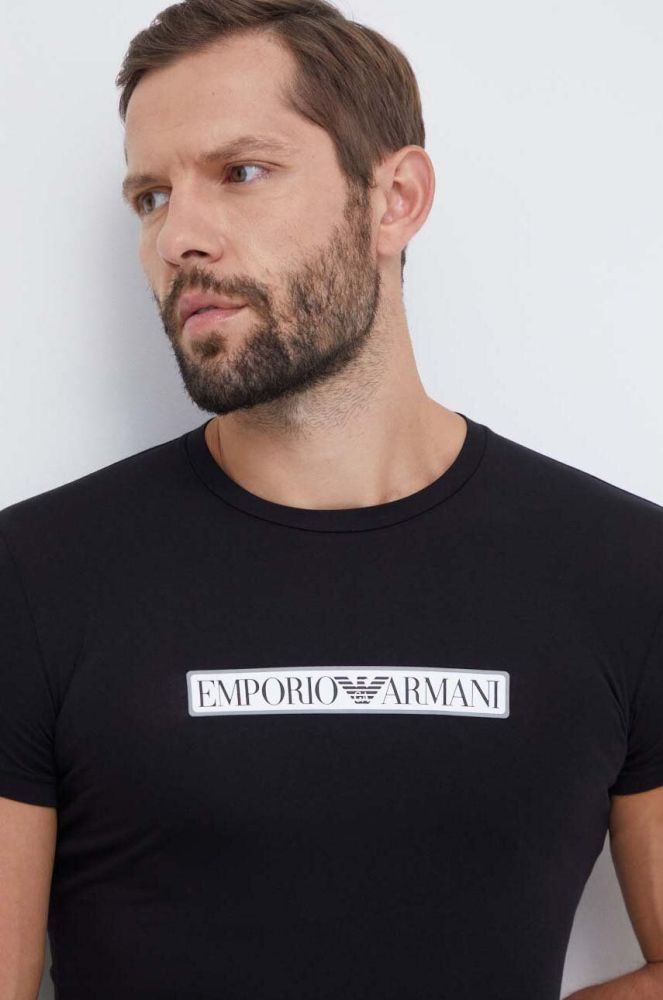 Футболка лаунж Emporio Armani Underwear колір чорний з принтом