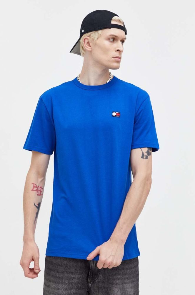 Бавовняна футболка Tommy Jeans з аплікацією колір блакитний (3558931)
