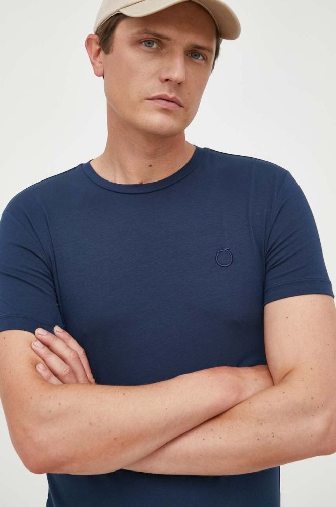 Футболка Trussardi чоловічий колір синій однотонний