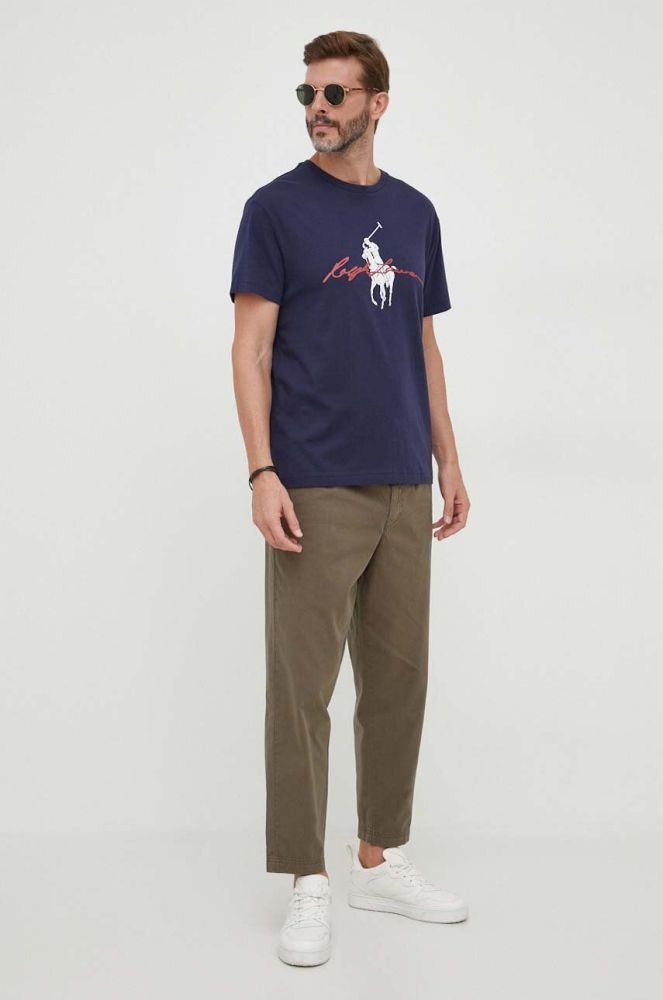 Бавовняна футболка Polo Ralph Lauren колір синій з принтом (3592391)