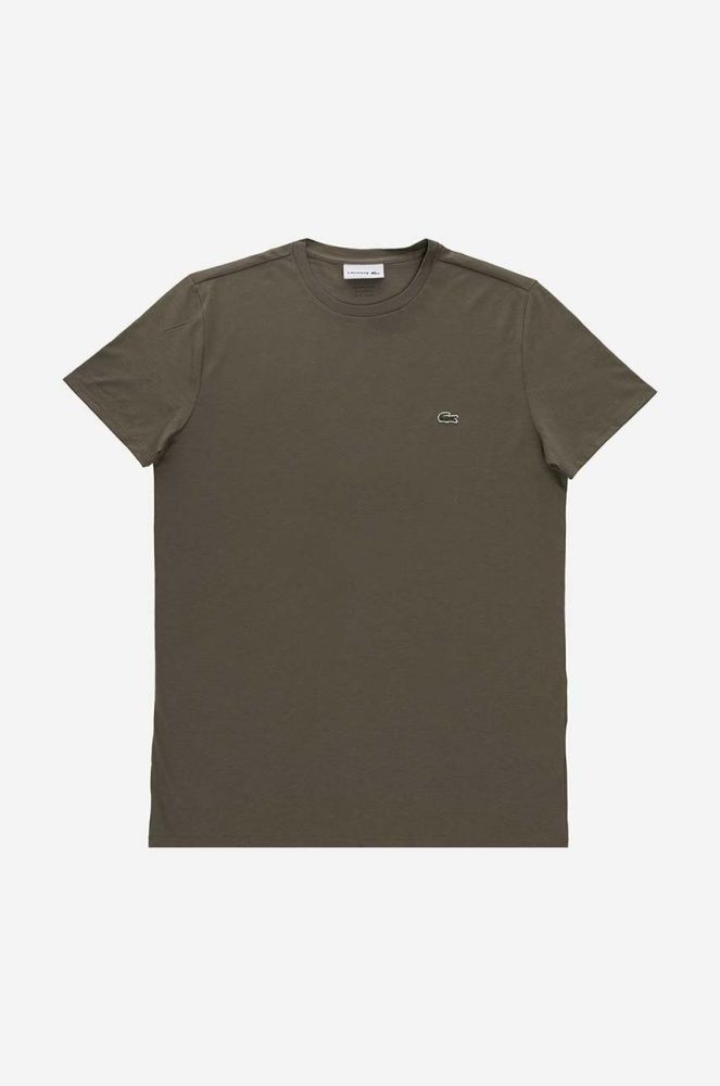 Бавовняна футболка Lacoste колір зелений однотонний