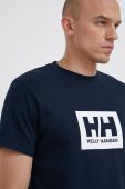 Бавовняна футболка Helly Hansen колір синій з принтом 53285-096