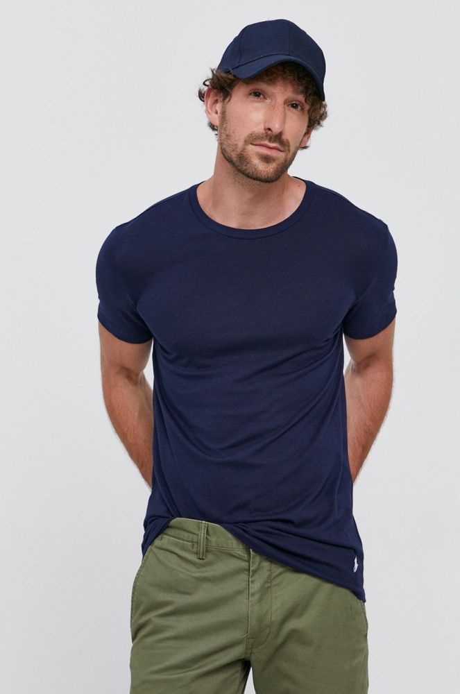 Футболка Polo Ralph Lauren (3-pack) чоловіча колір синій гладкий