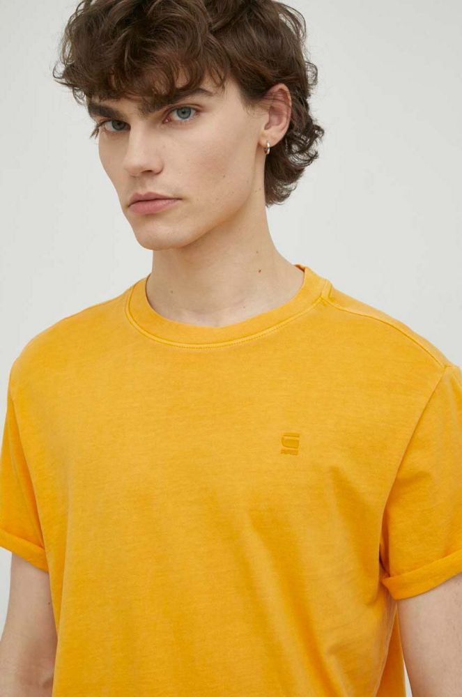 Бавовняна футболка G-Star Raw колір жовтий однотонний