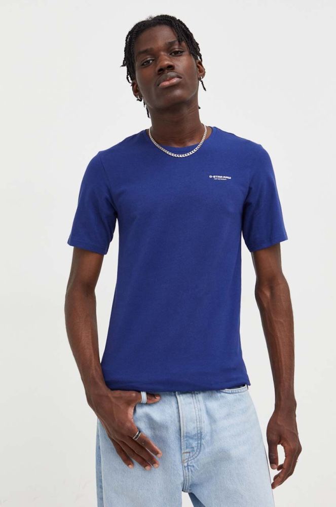 Футболка G-Star Raw чоловічий однотонний колір блакитний (3330876)