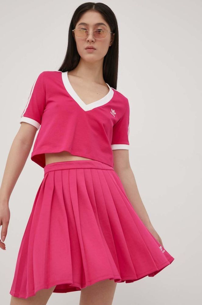 Спідниця adidas Originals Adicolor HG6151 колір рожевий mini розкльошена