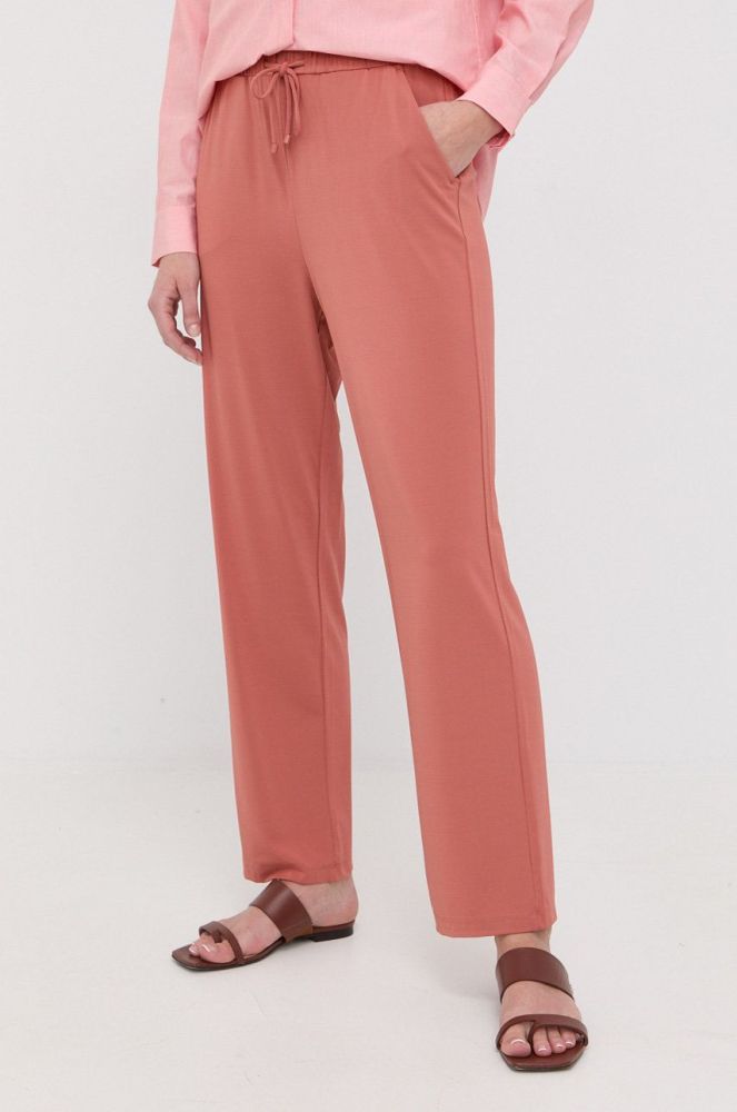 Штани Max Mara Leisure жіночі колір рожевий пряме висока посадка (2219933)